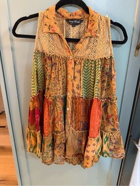 Vintage Young Threads Free People-Inspired Patchwork Sleeveless Top